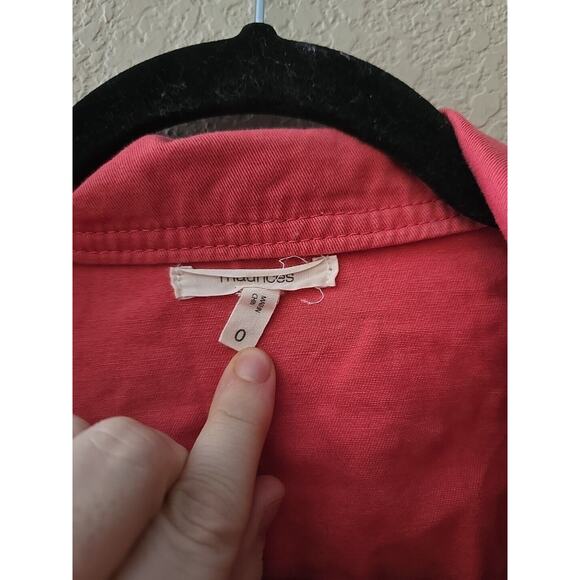 Maurices Pink Lightweight Snap Button Front Biker Military Jacket Womans Size 0x - Picture 3 of 4